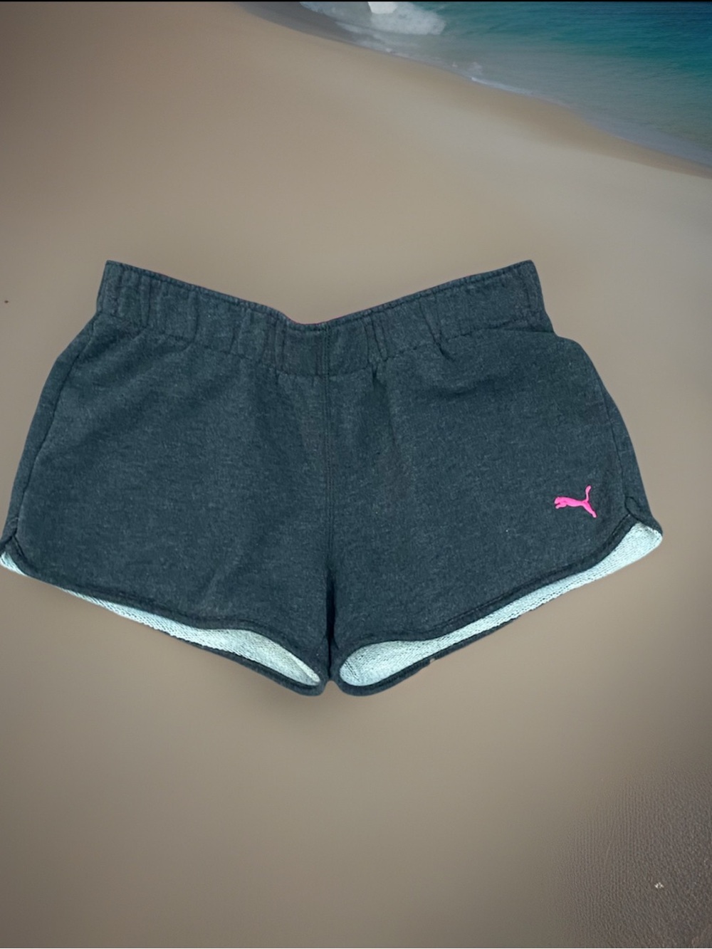 Puma Gray Athletic Shorts Pink Puma Logo Women’s Size Small